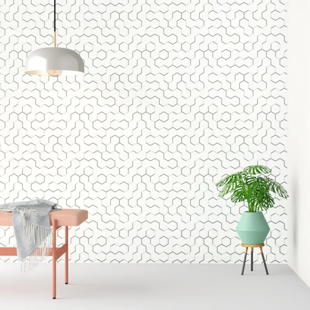 NWT RoomMates Modern Geometric Peel and Stick Wallpaper Decor in Gray
